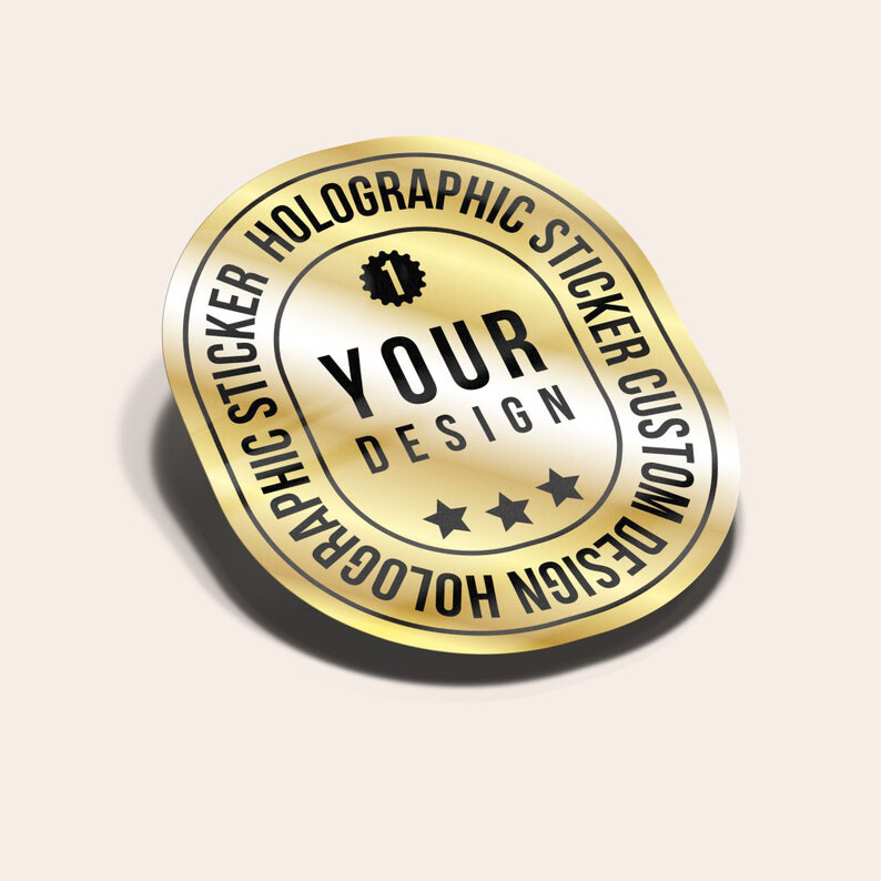 50/100/200/500 Custom Die Cut Gold Metallic Vinyl Stickers Personalized Decal
