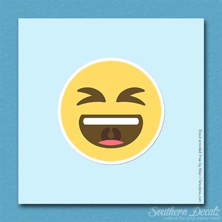 Laughing Out Loud Smiley Emoji – Vinyl Decal Sticker – c144 – 3.75" x 3.75"