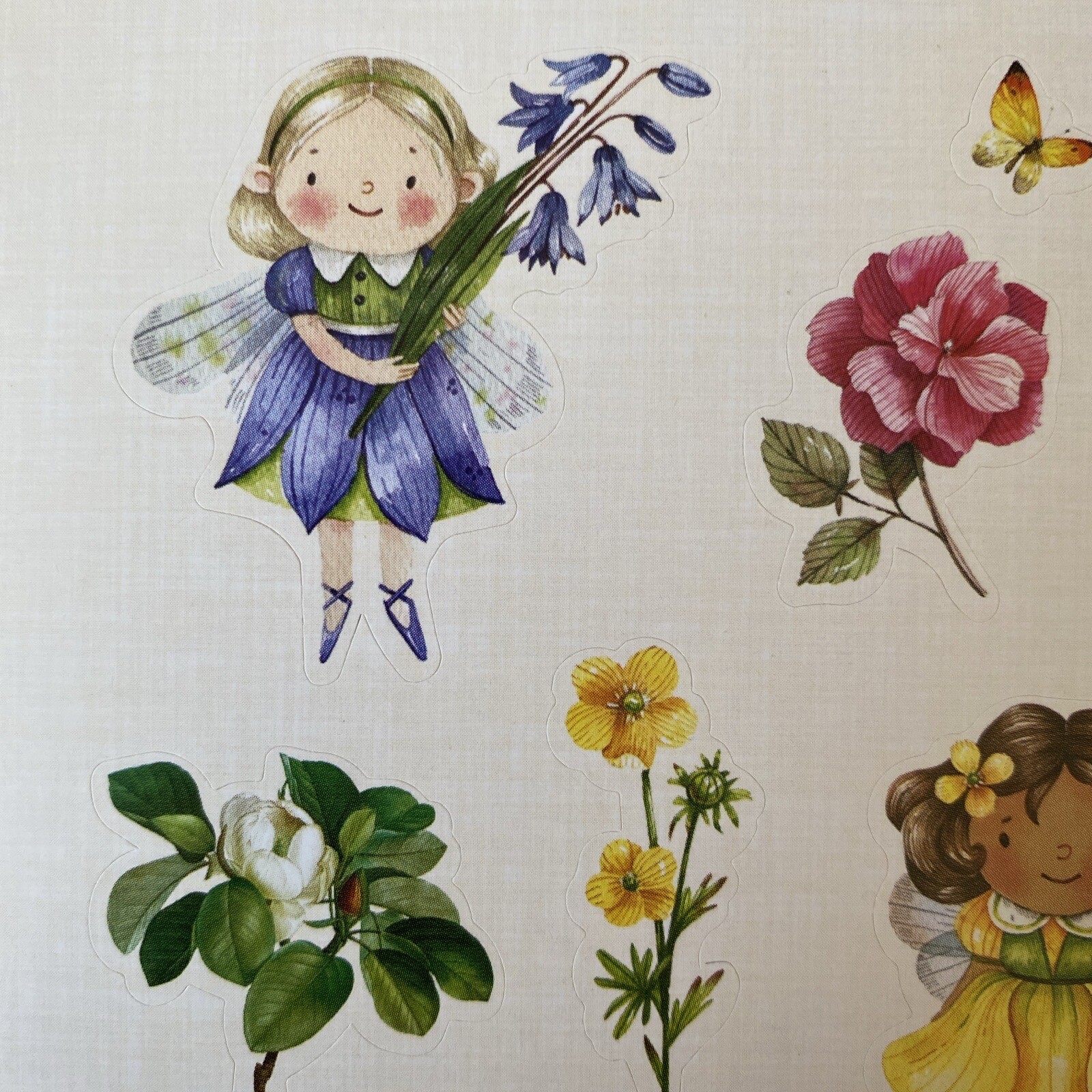 Multicultural Kid Fairies Flowers Butterflies Spring Girl Stickers Decorate New