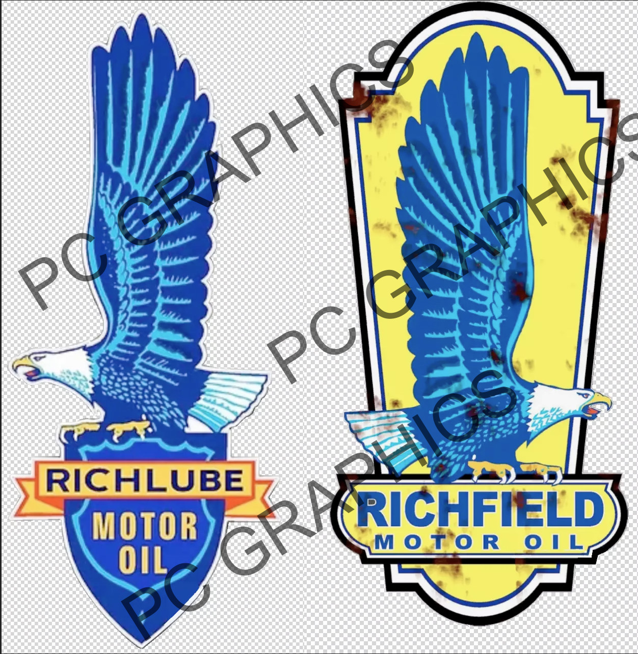 Richfield Motor Oil Vintage Vinyl Decal Sticker XL Large Rusty Distressd 3 for 1