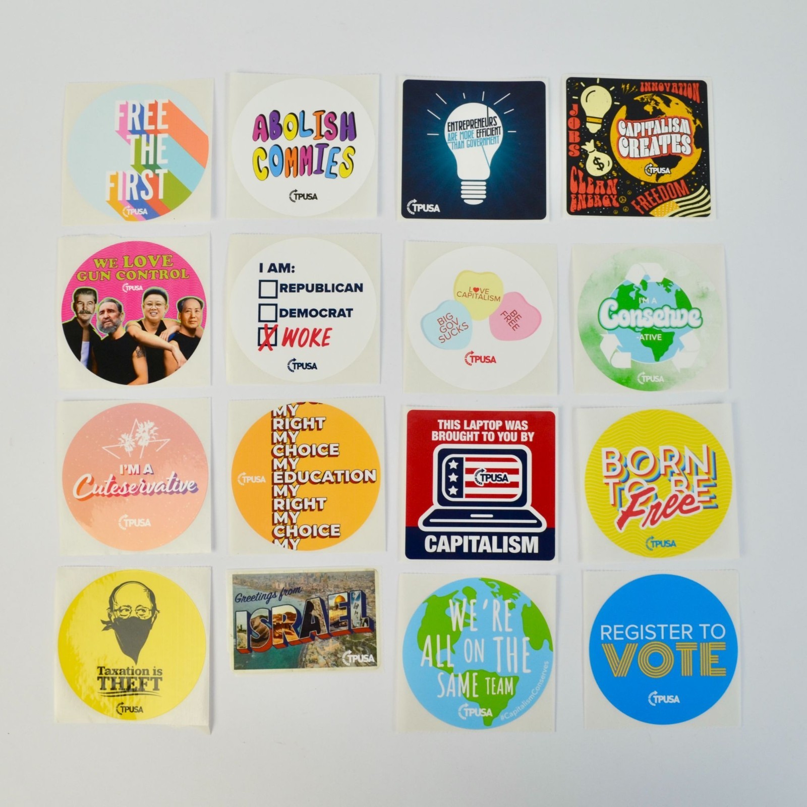 TPUSA Charlie Kirk Stickers Lot of 16 NEW No Duplicates