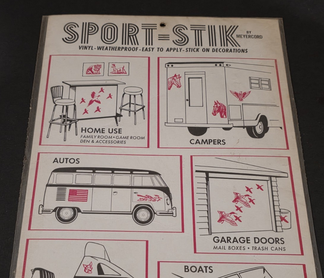 1960's-70's SPORT STIK Original Vinyl Sticker-Decal-UNUSED-Great Display-NOS