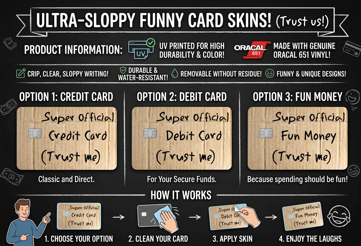 Super Official Cardboard Credit Card, Debit Card Skin Funny Decal Wrap Sticker
