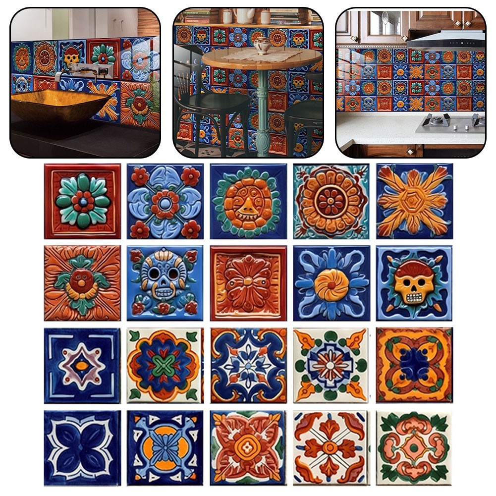Refresh Your Interior with 20pcs Mexican for TILE Decals for Walls and Furniture