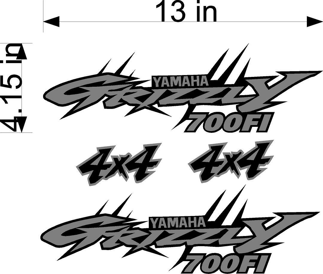 Yamaha Grizzly 4×4 700 Edition ATV Tank Decal Sticker kit Custom Silver