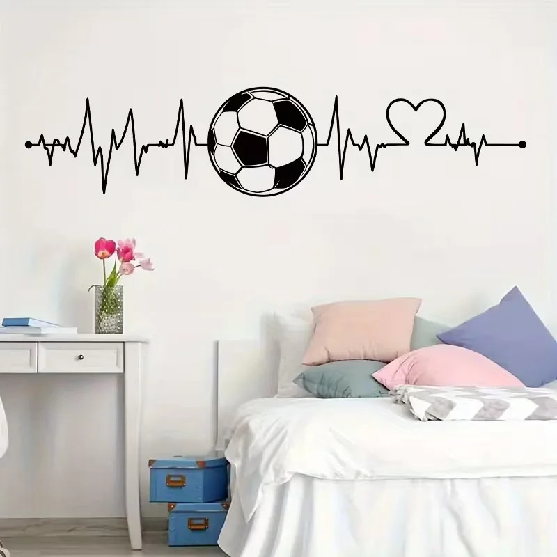 Contemporary Retro Football Sticker Wall Decal with Design Heart Patterns