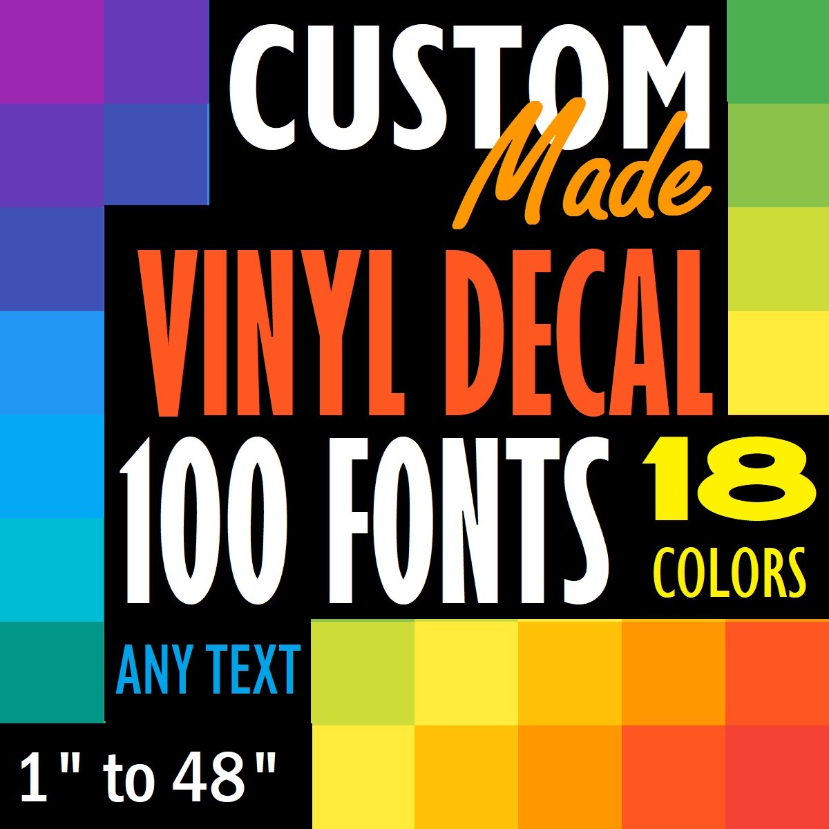 Custom Made Text Vinyl Lettering Name Numbers Decal Sticker Car Window Wall Bike