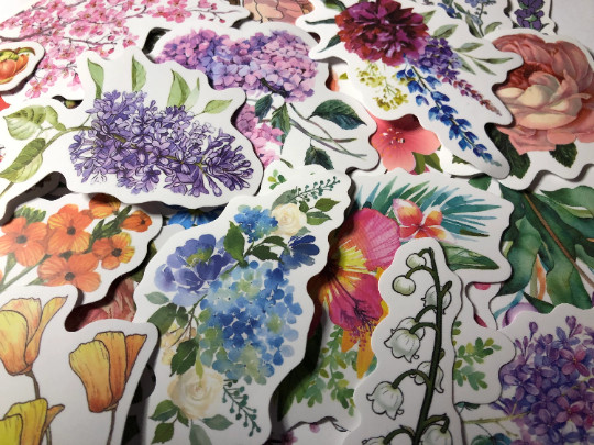 Set of 10 Flower stickers, assorted, flower decal, scrapbook stickers, mom gift