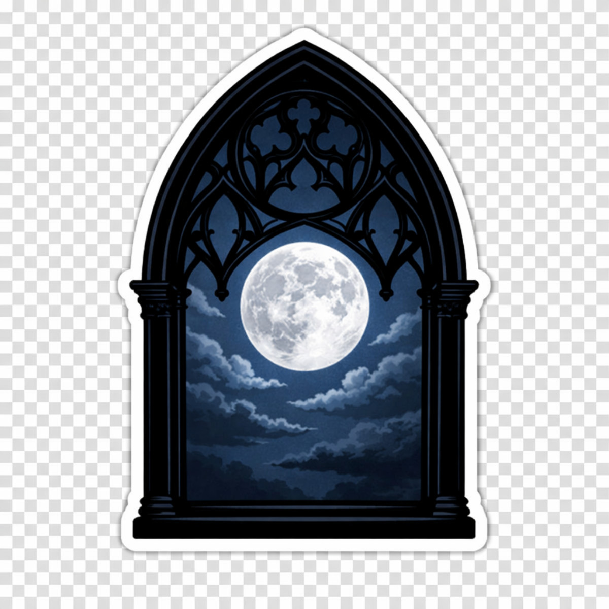 3 inch Gothic Moon Window Vinyl Sticker Dark Academia Cathedral Moon Decal