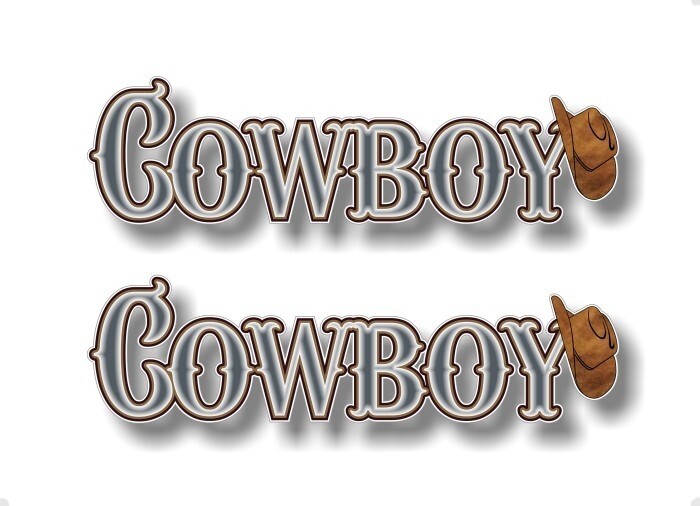 2 COWBOY 9" Vinyl Decals with Cow Boy Hat Country 4×4 Pickup Truck Stickers