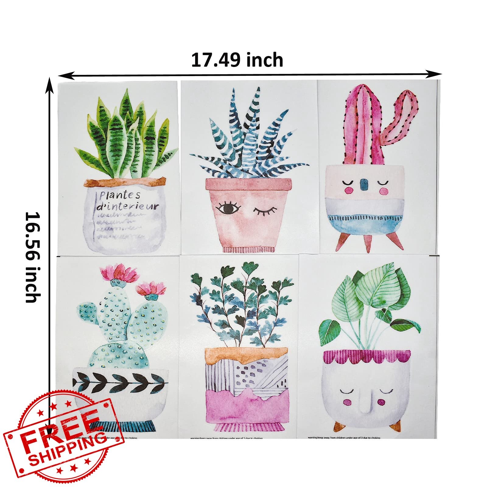 Maydahui Cactus Potted Plants Wall Decals