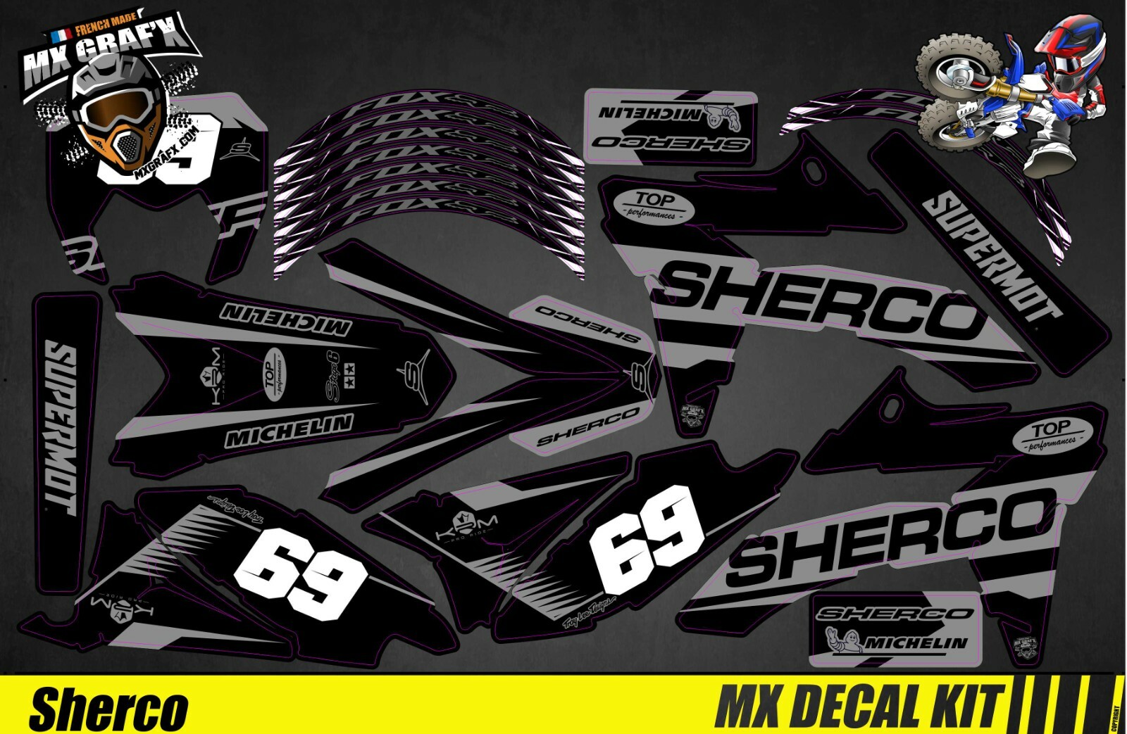 MX Decal Kit For Sherco 50 – Black