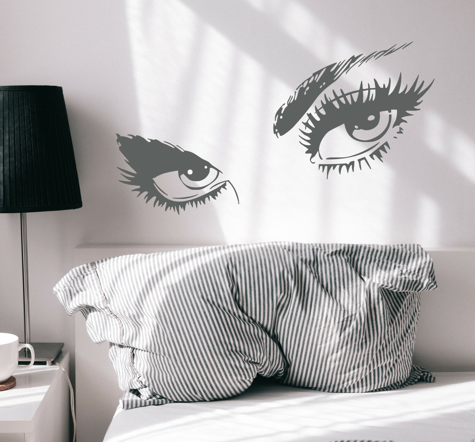 Wall Decal Eyes Eyelashes Fashion Makeup Vinyl Decor GREY 17 in x 31 in gz350