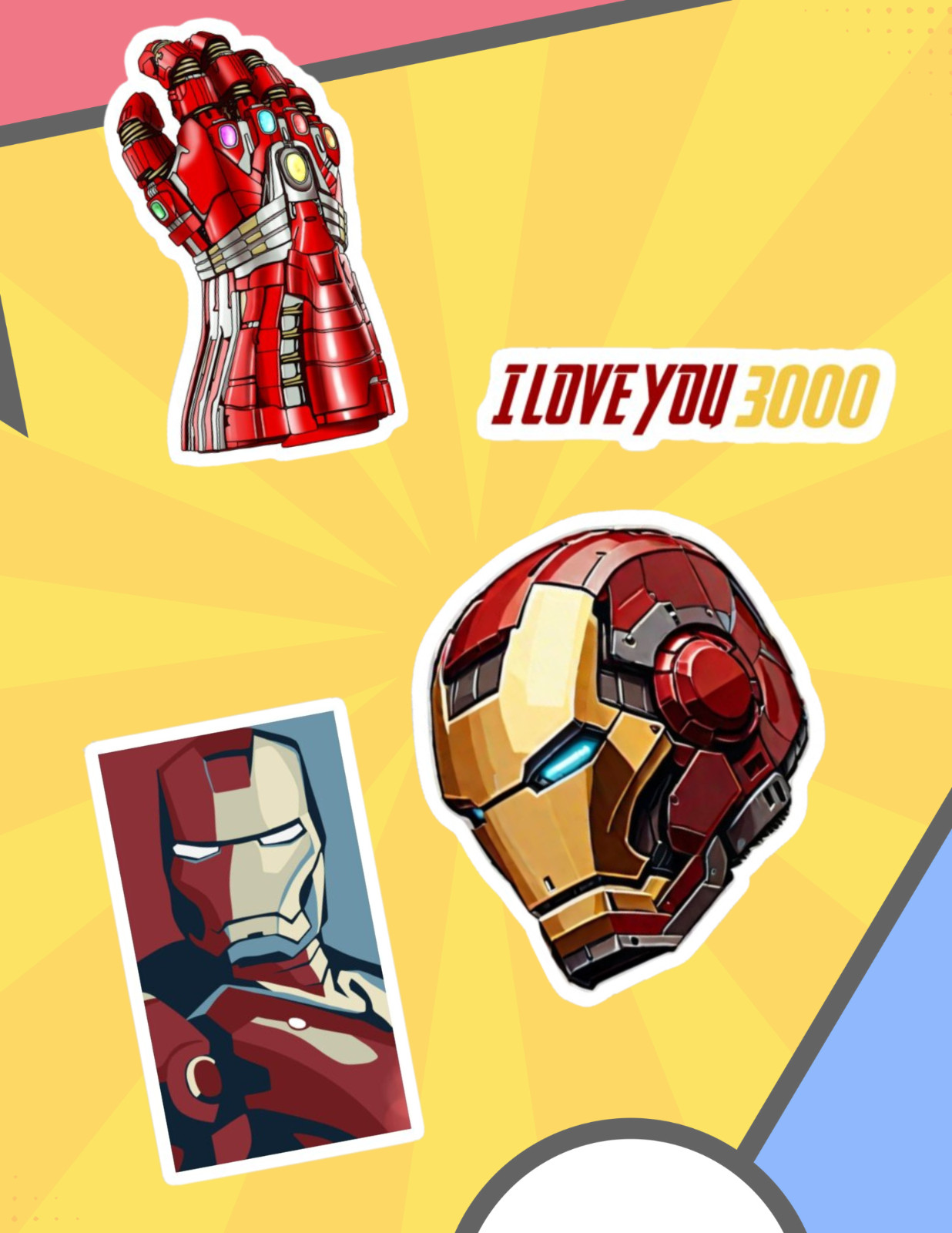 Iron Man Comic 4pc Sticker Pack