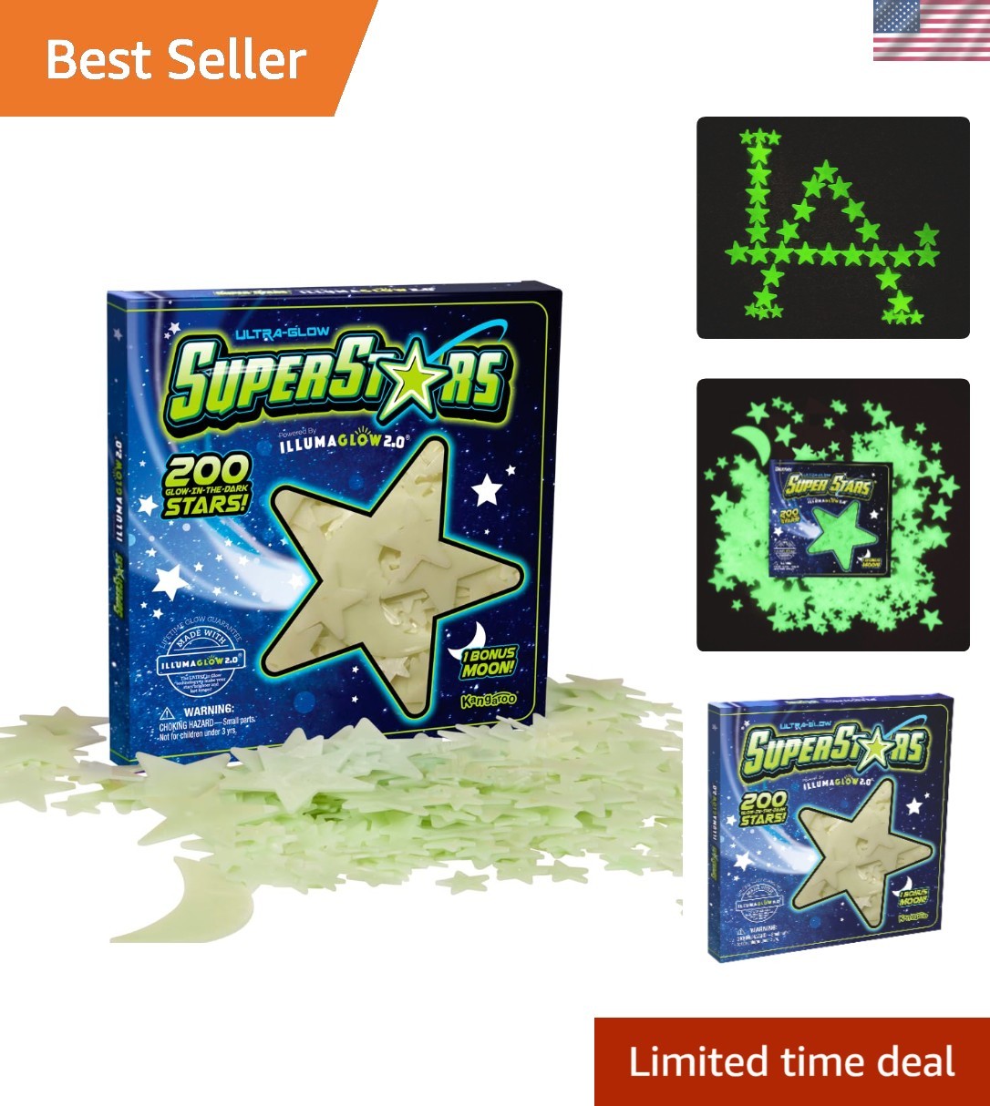 Glow Stars – 200 Safe, Non-Toxic Stars with Installation Material