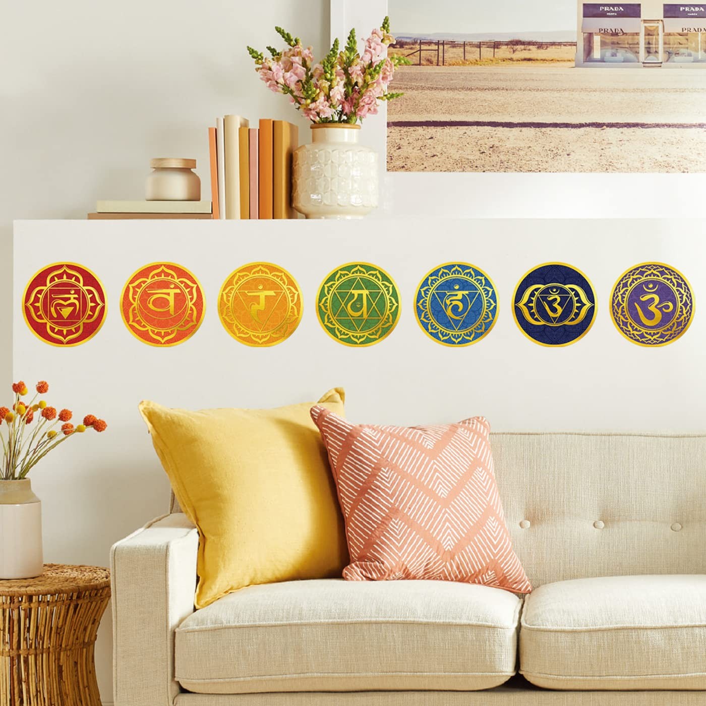 7 Sheets Chakra Wall Stickers Yoga Zen Meditation Room Wall Decals (6×6 Inch)…