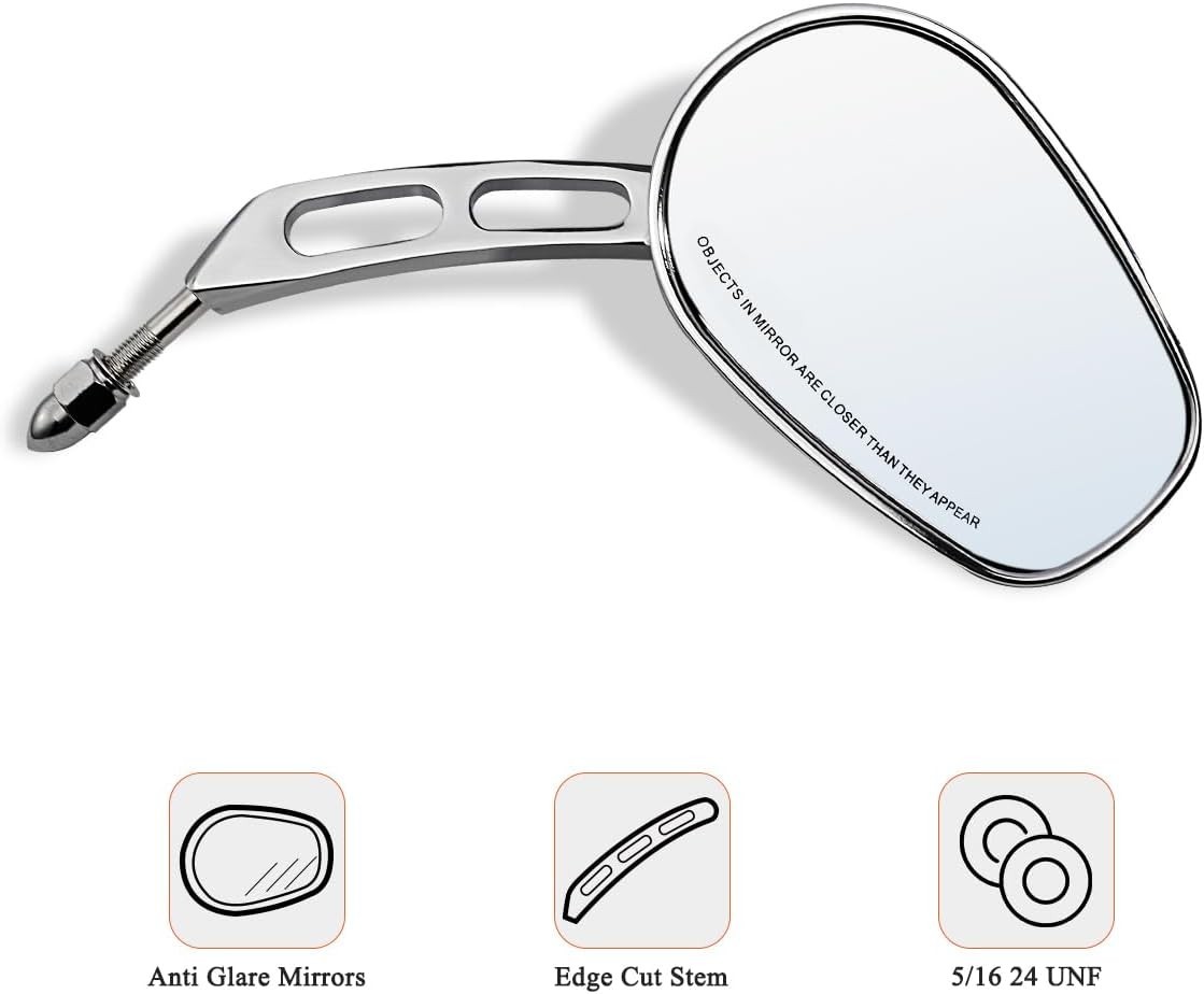 Handlebar Mount Mirrors,Left & Right Side Rearview Mirrors for 1982-2025 Harley