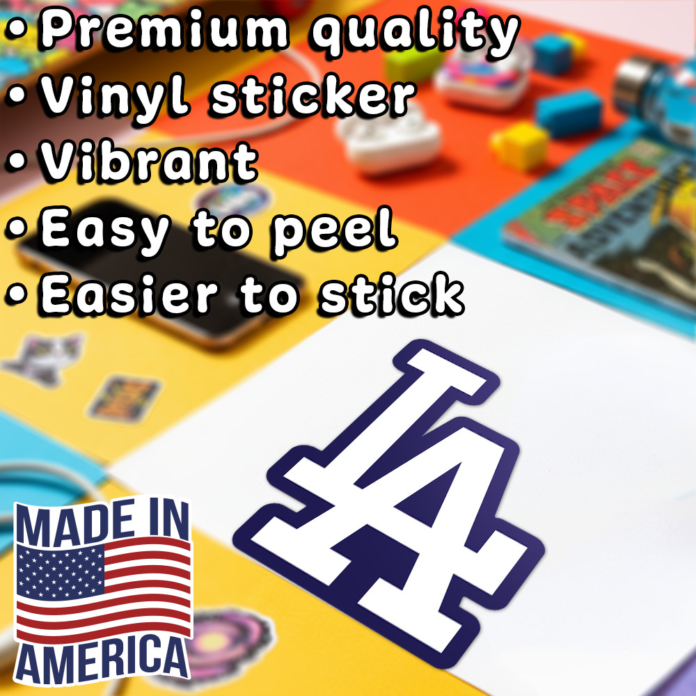 LA Dodgers Sticker Navy Blue White Car Window, Laptop and Bottle 3.72W x 5H in