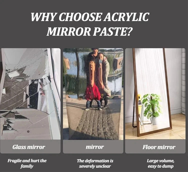 4 Pcs Non Glass Mirror Flexible Mirror Sheets Self-Adhesive Plastic Mirror Tiles