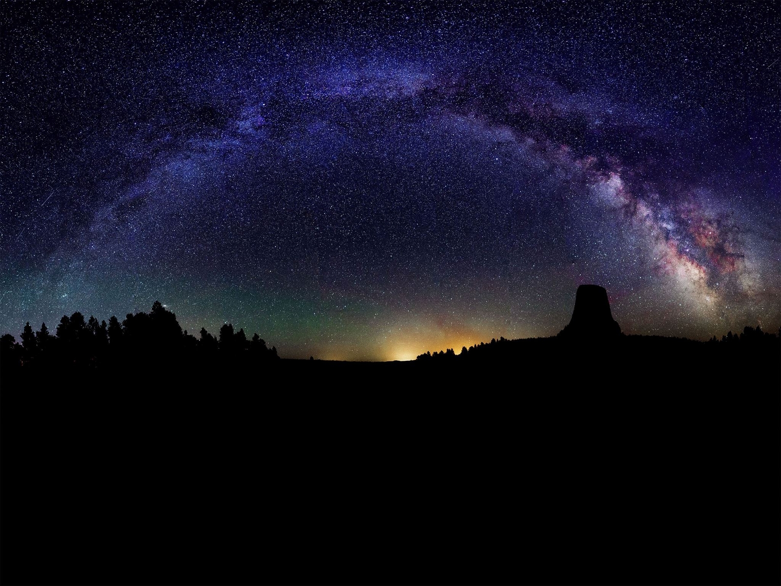 Milky Way Galaxy Stars Wall Mural. Starry Night Over Devils Tower National Monum