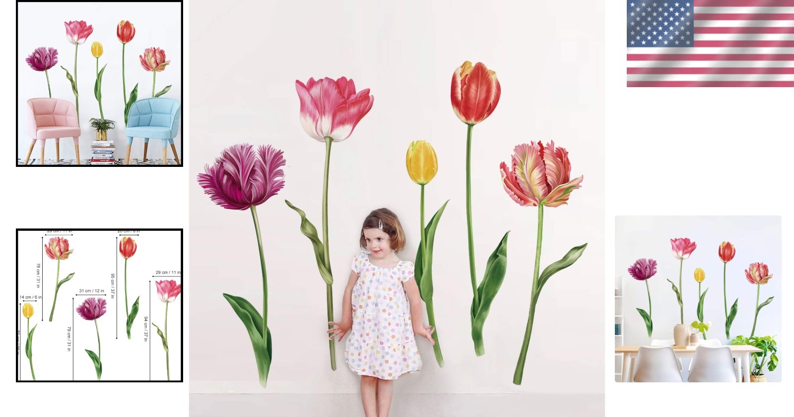 Removable Waterproof Tulip Flower Wall Stickers – Perfect Decorative Gift