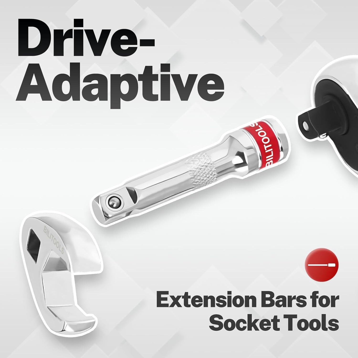 9 PCS Ratchet Extension Set, 1/4" 3/8" 1/2" Drive Extension Set, CR-V Steel wit
