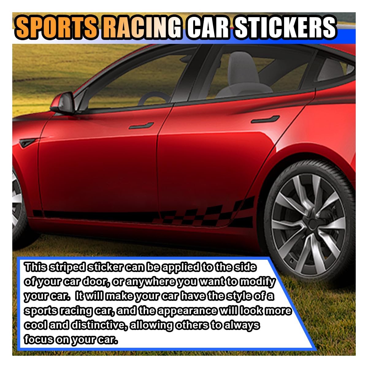 2PCS 78" Car Body Door Side Waistline Sticker Decals, Sports Racing Stripe De…