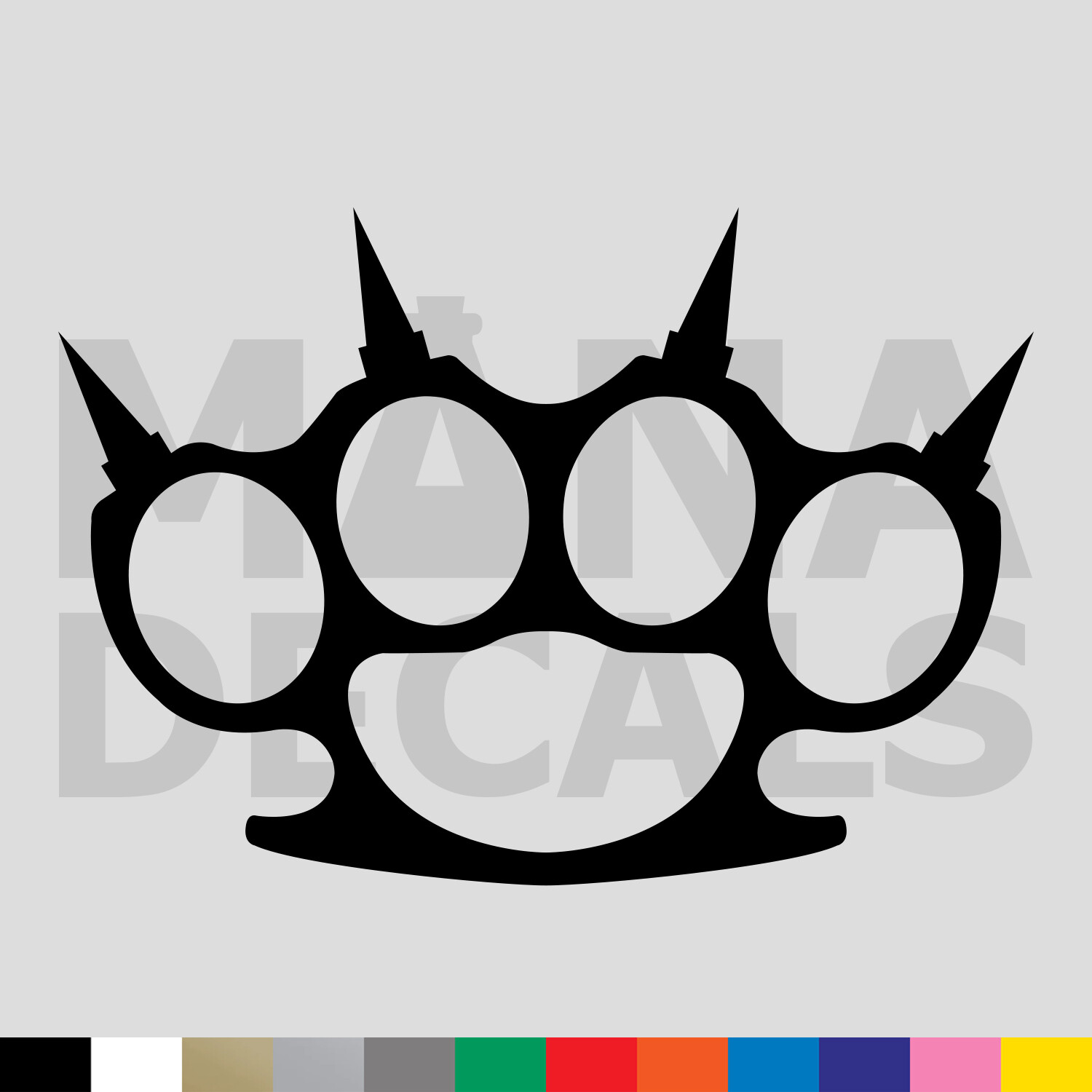 Brass Knuckles Spike Vinyl Die Cut Decal Sticker – Fighting Boxing Punch Defense