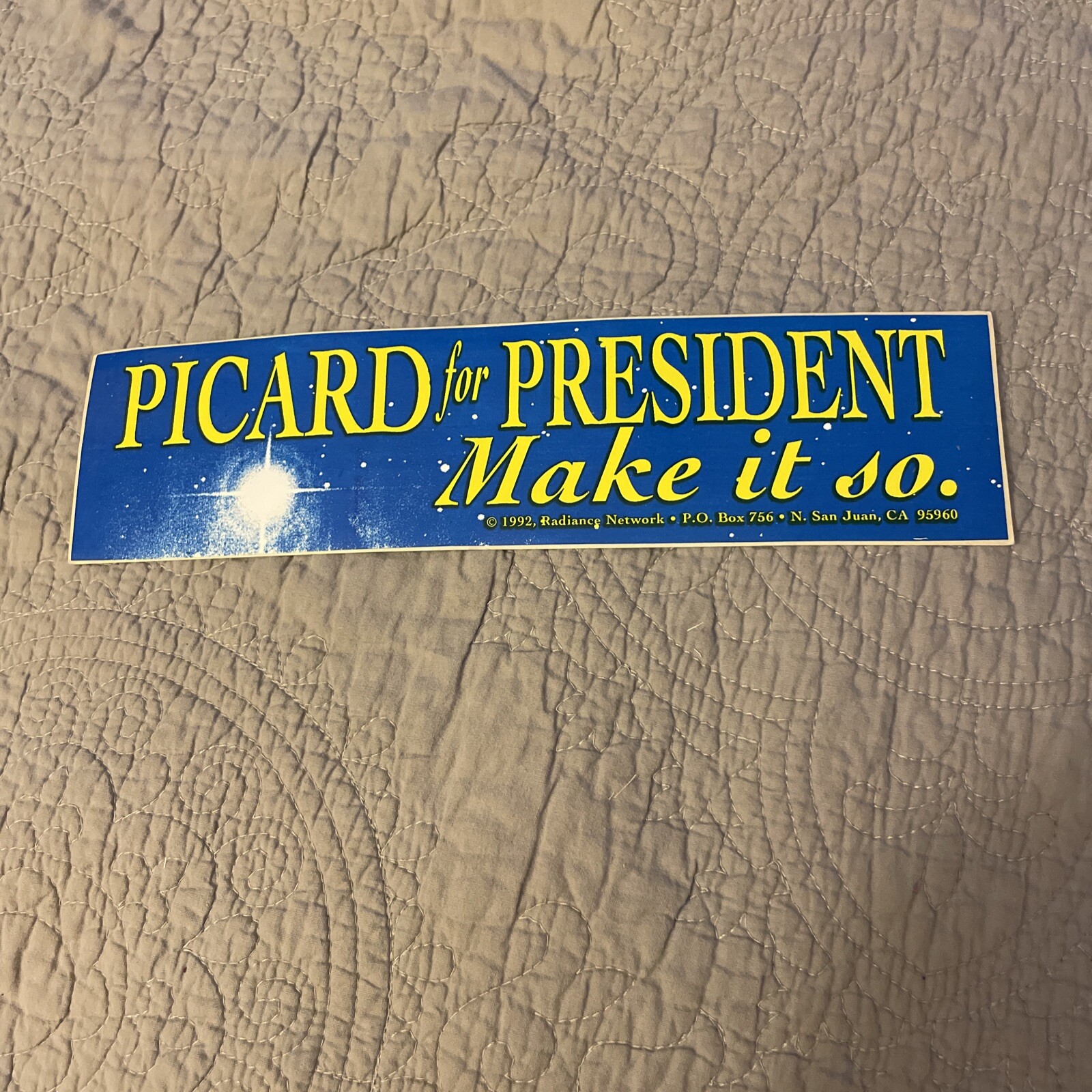 Star Trek Picard For President Make It So Bumper Sticker Decal Vtg 1992 11.5”