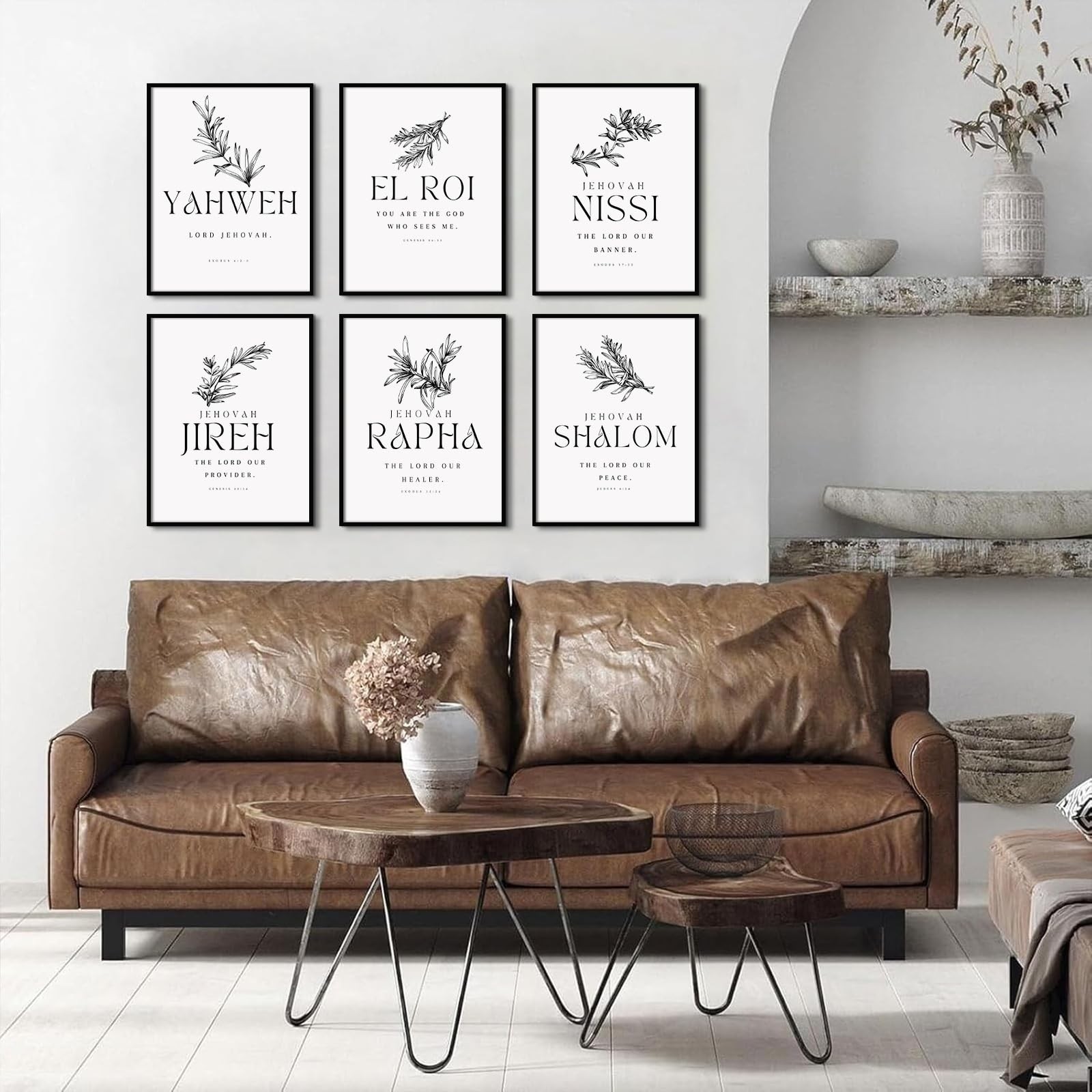 Christian Hebrew Names of God Wall Art Bible Verse Scripture Canvas Wall Deco…