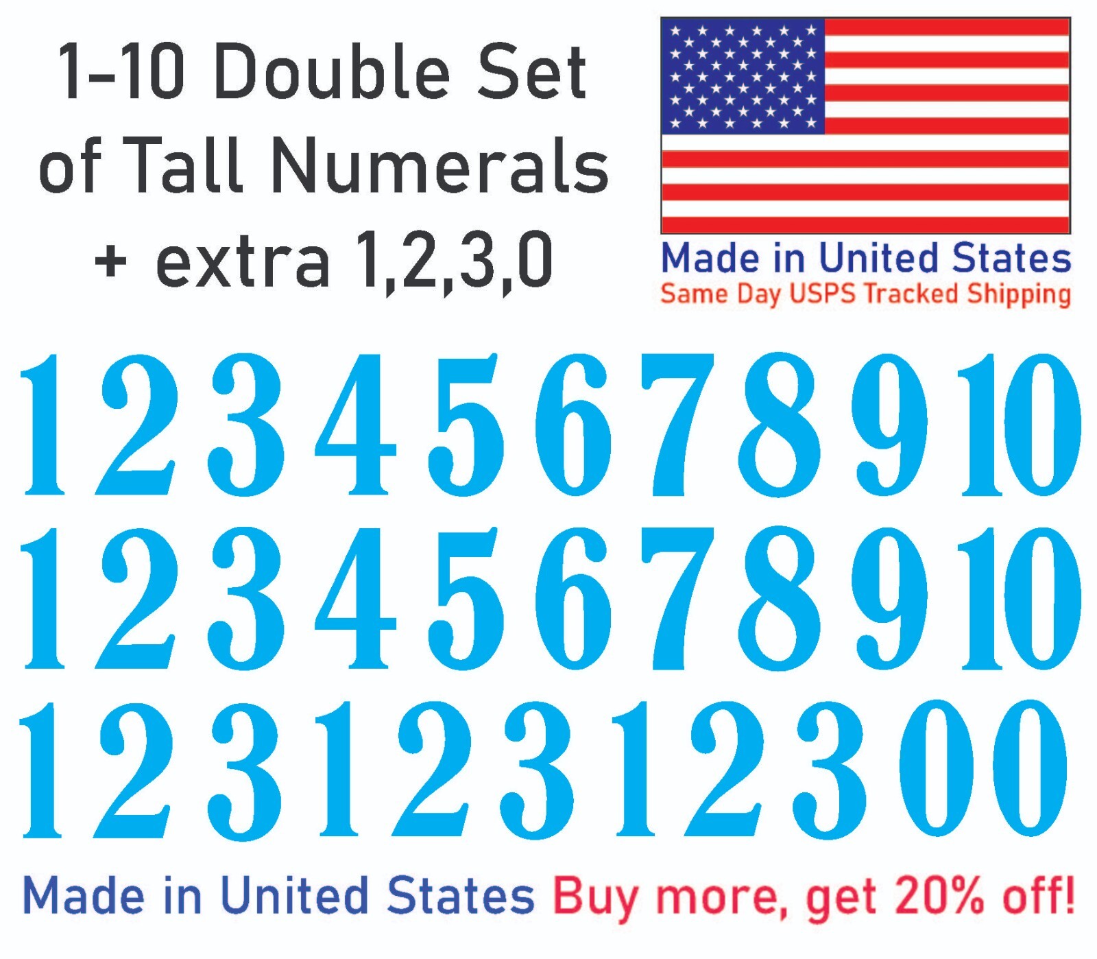 1-10 School Book Outdoor Vinyl Decal Numbers for Mailbox, Door, Address, Locker