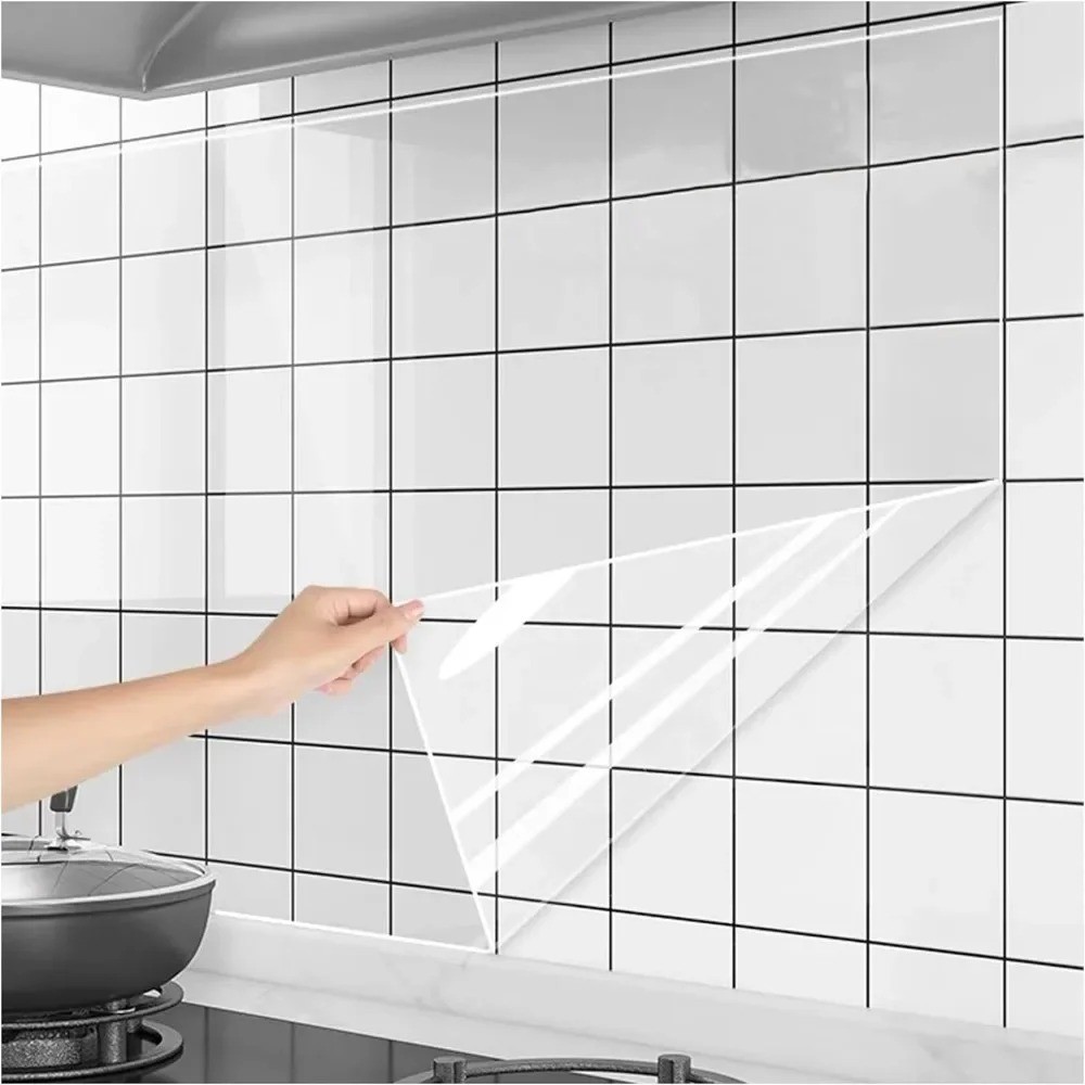 1pc Oil-Proof Kitchen Wall Protector Sticker–Waterproof, Heat-Resistant PET Film