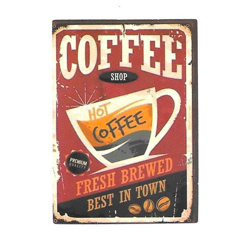Coffee Shop Fresh Brewed Best In Town Vintage Sticker Retro Cafe Espresso