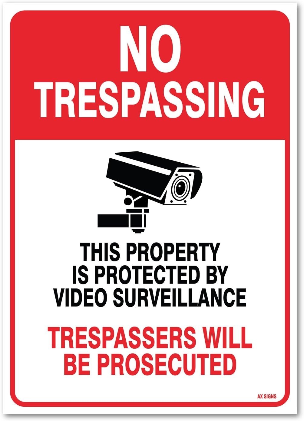 (2 Pack) Property Is Protected By Video Surveillance, Sticker Sign, 10×14 Inches