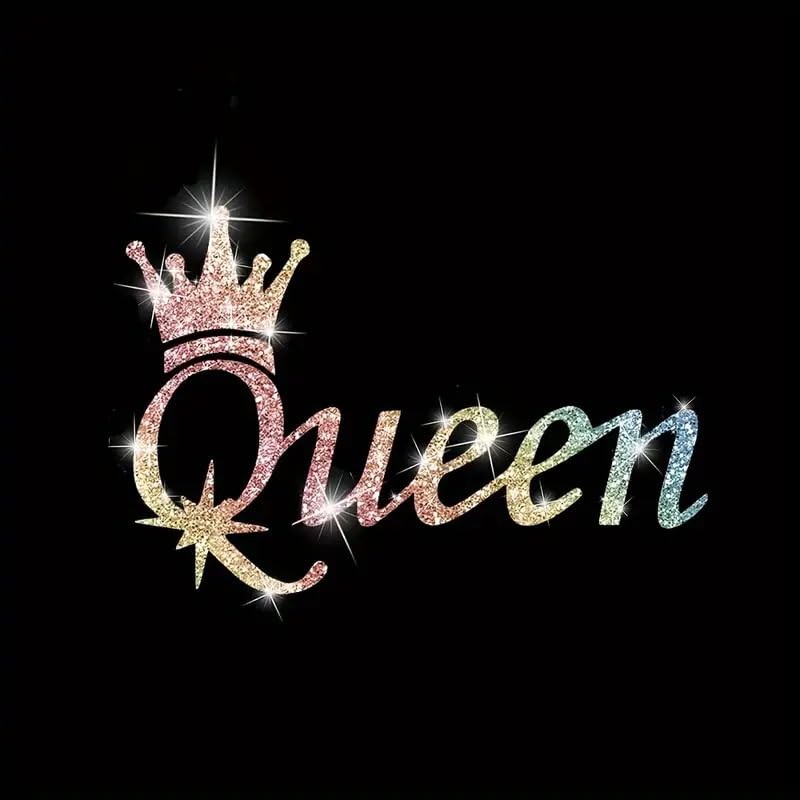 2PCS Sparkling Crown Queen Self-Adhesive PVC Rainbow Glittery Decal Sticker
