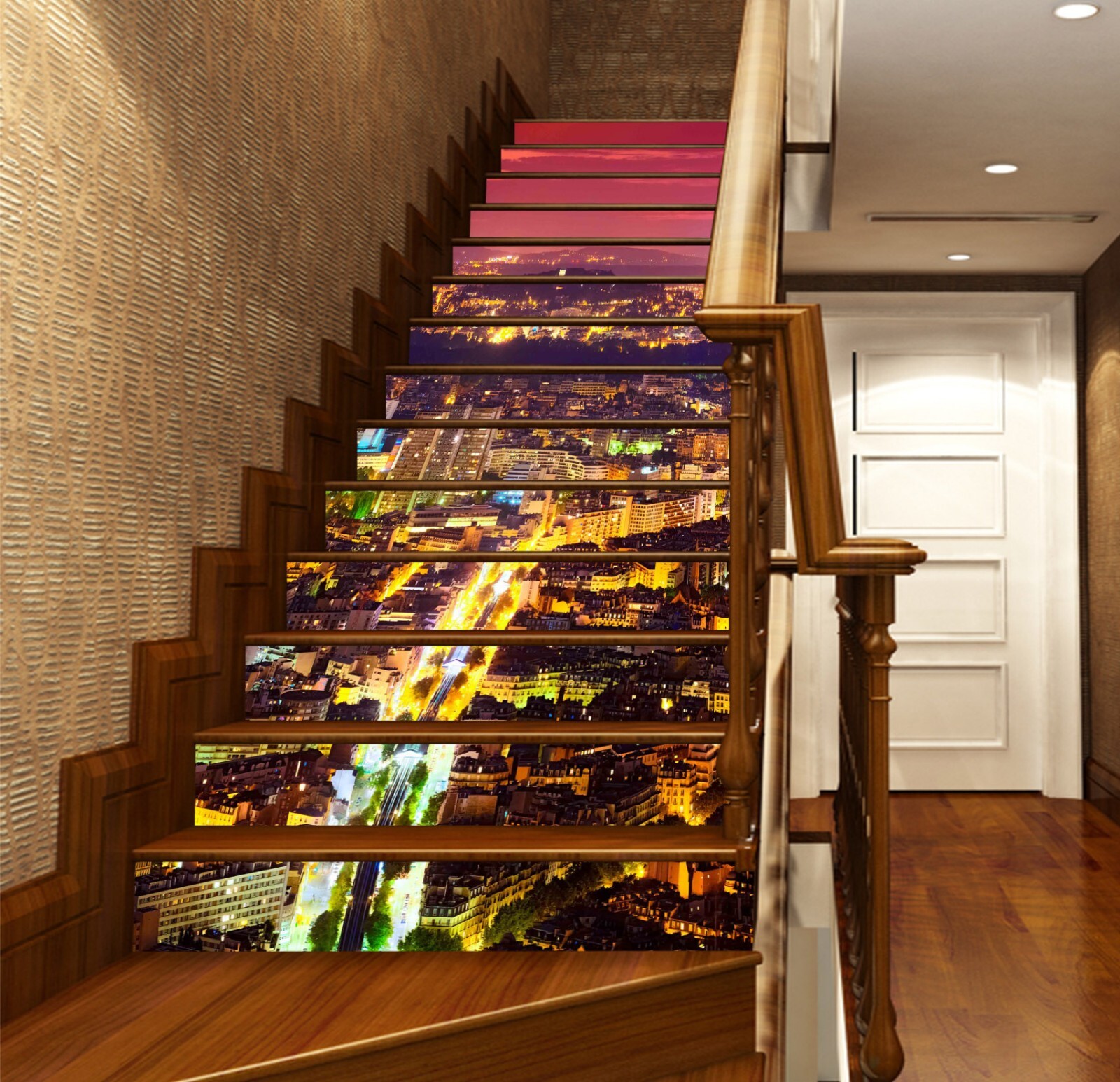 3D City Night View AZ1421 Stair Risers Decoration Mural Vinyl Wallpaper Kay