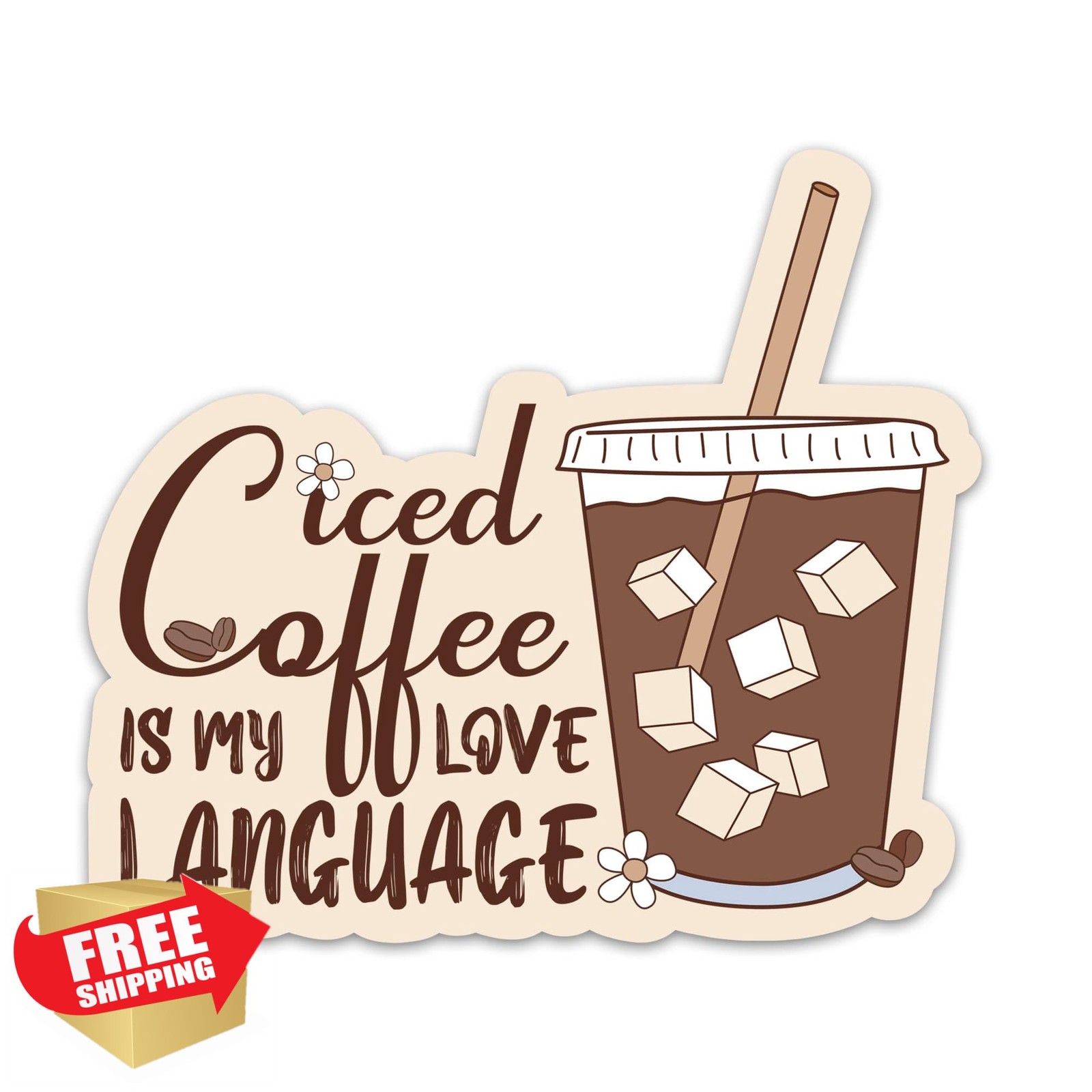 3pc Iced Coffee Love Language Sticker Coffee Lovers 3" Vinyl