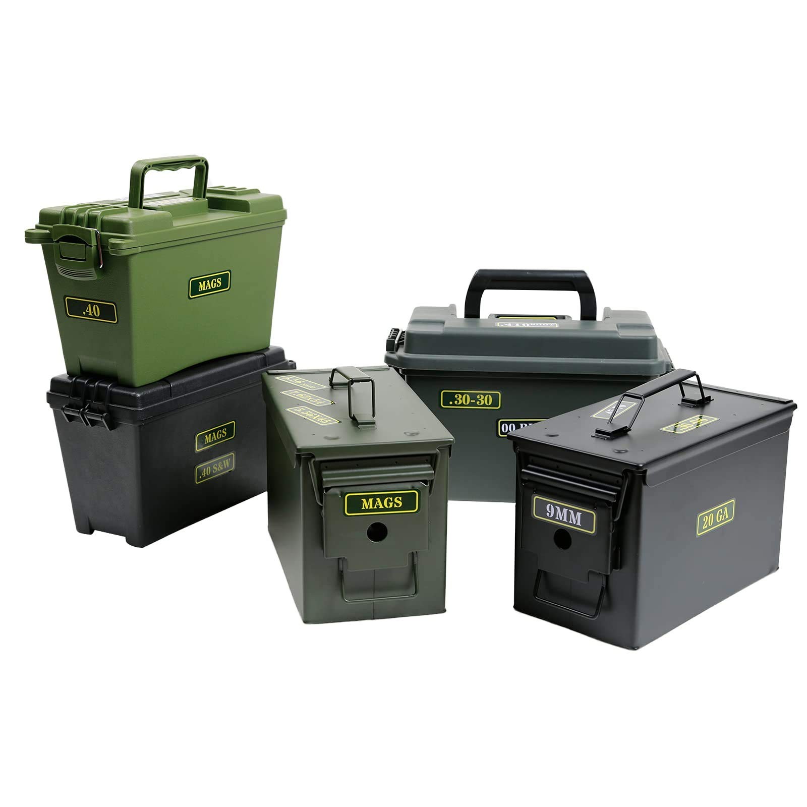 Ammo Can Vinyl Sticker Set Decal 3 inches by 1 inch, 80 Pack/10 Varieties