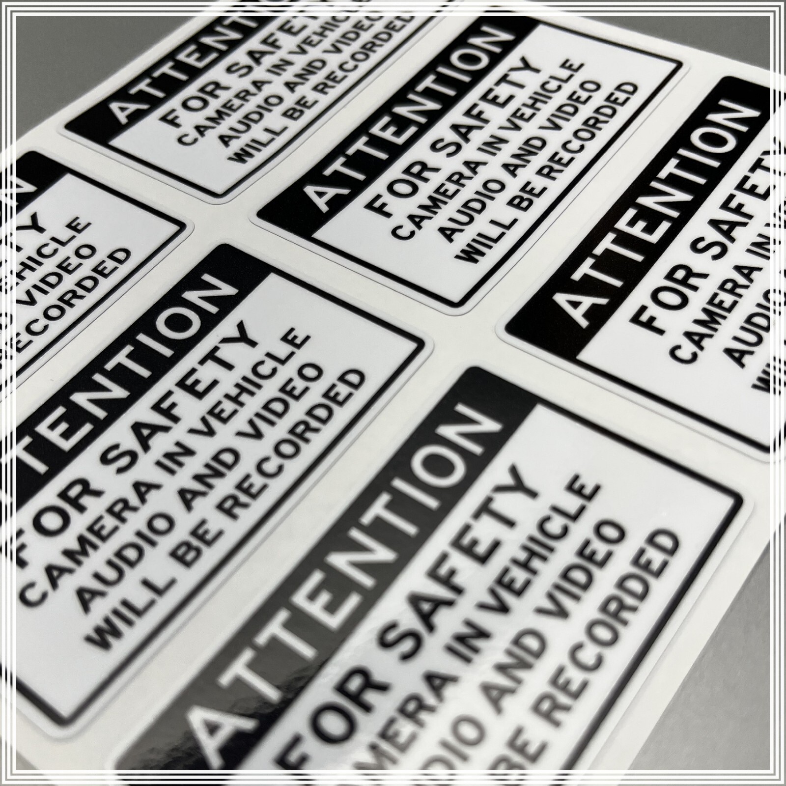 Camera in Car Recording Video 6-Pack Decals Black & White 2.5" x 1.5" for Uber