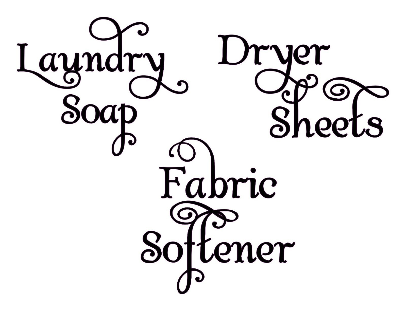 LAUNDRY ROOM v1 SET Vinyl Decals Laundry Soap Fabric Softener Dryer Sheets Swash