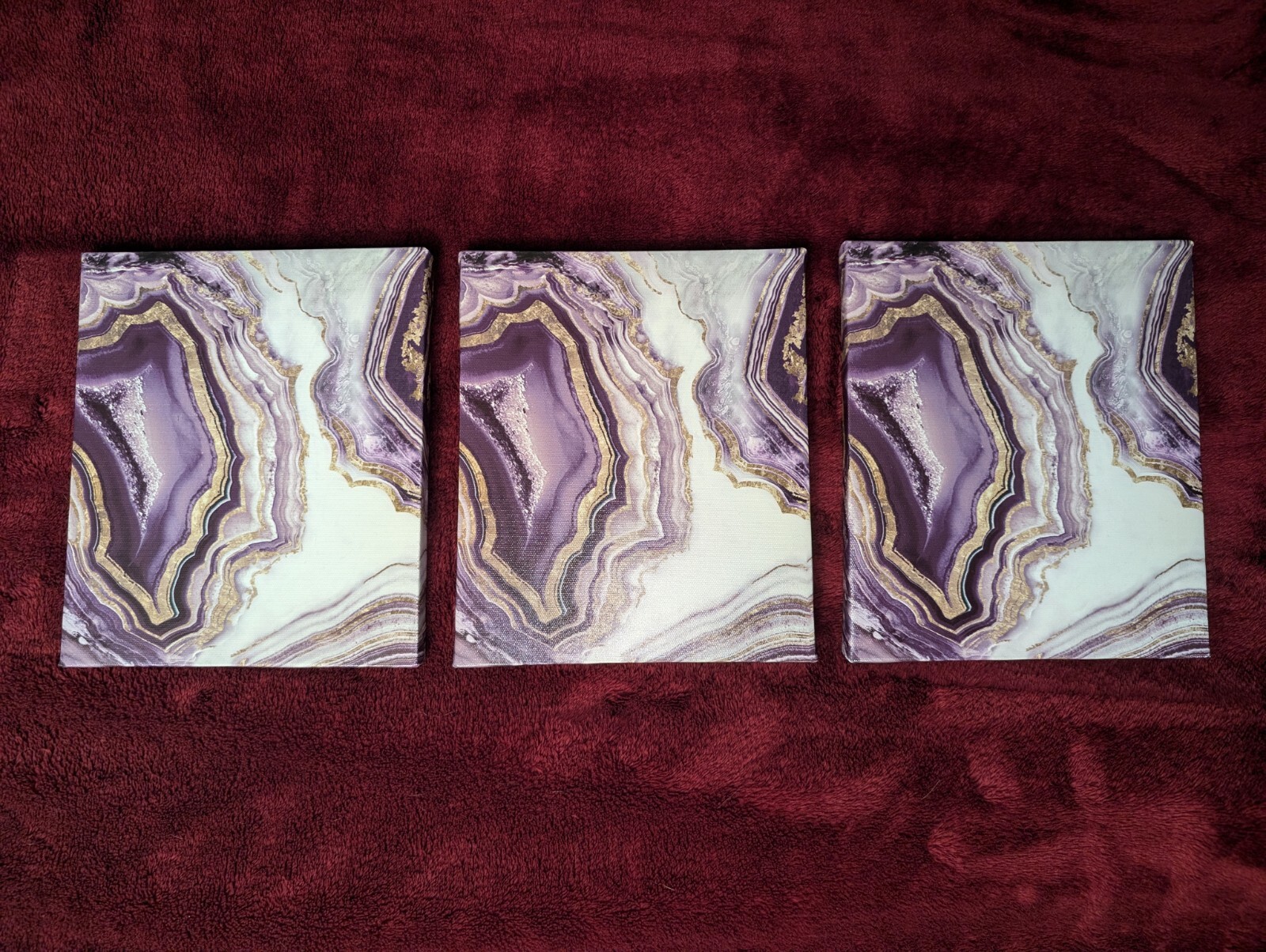Purple Gold And White Wall Decor 3pk