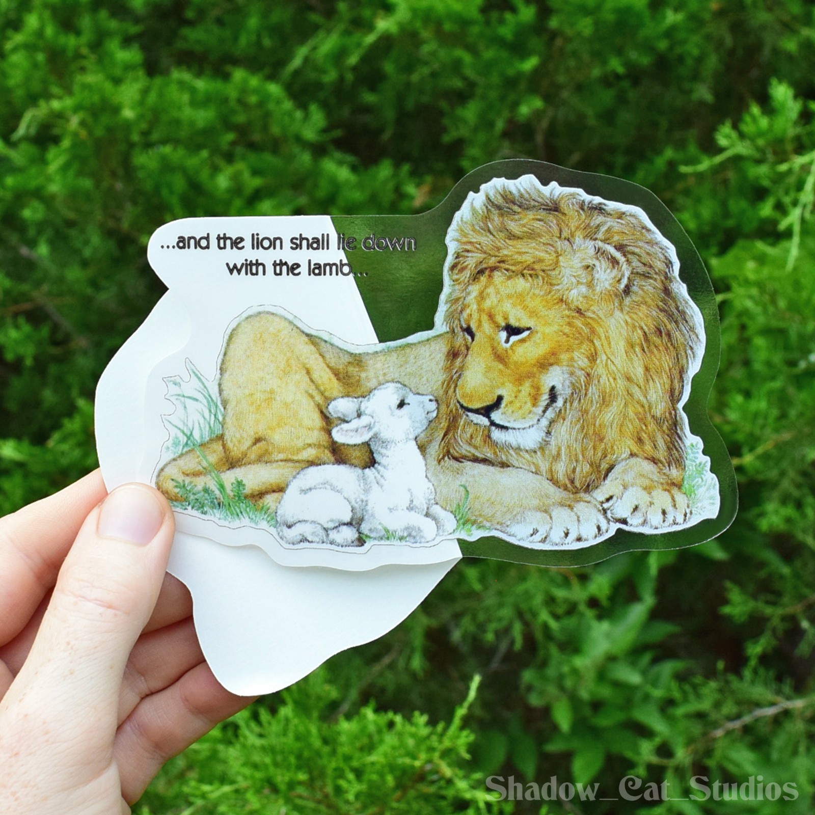 Lion and Lamb Die Cut Clear Vinyl Sticker Christian Religious Premium Quality