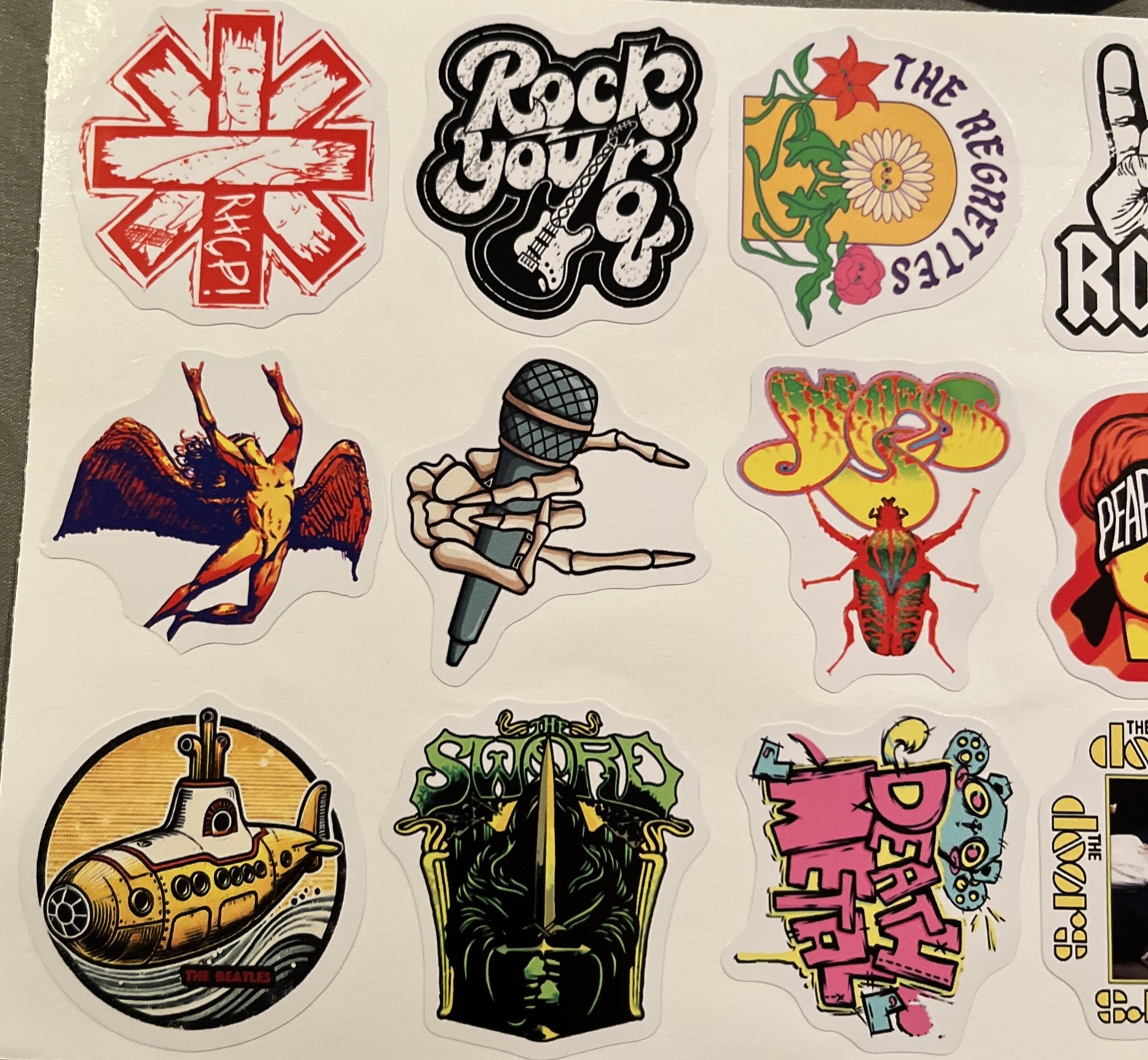 60 Classic Rock Bank Vinyl Stickers – Zeppelin, Rage, Stones, Pearl Jam, AC/DC