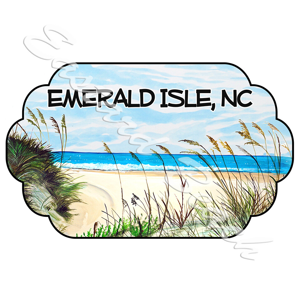 Emerald Isle NC – Beach Scene – Vinyl Decal Sticker – Car Truck Boat RV
