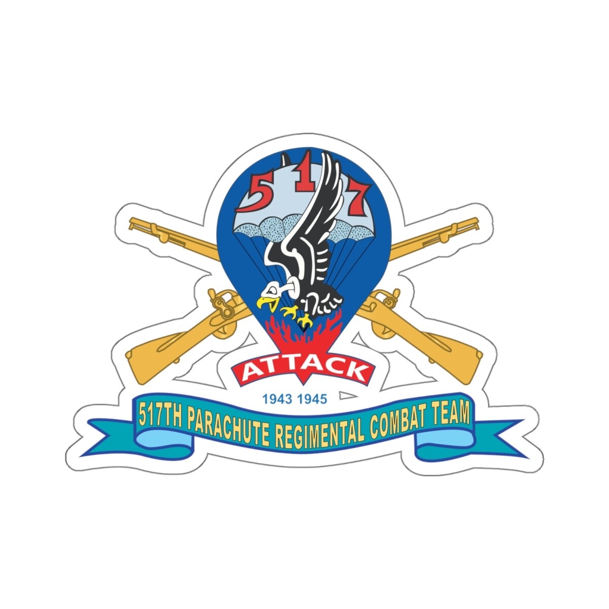 Kiss-Cut Stickers – 517th Parachute Regimental Combat Team – PP w Br – Ribbon X