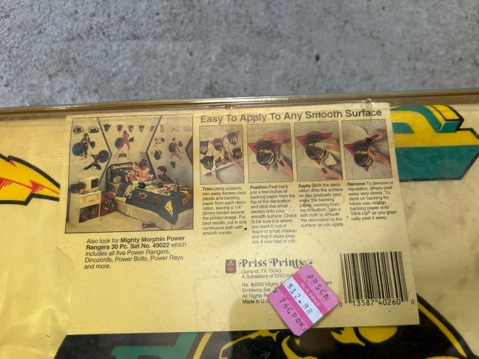 Rare 1994 Mighty Morphin Emblems Set Wall Decorations Priss Prints No. 40260