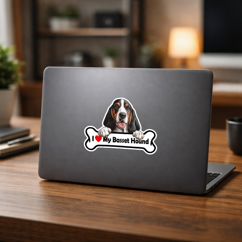 I Love My Basset Hound, Dog, Pet, Sticker, Peel N' Stick, Different Sizes