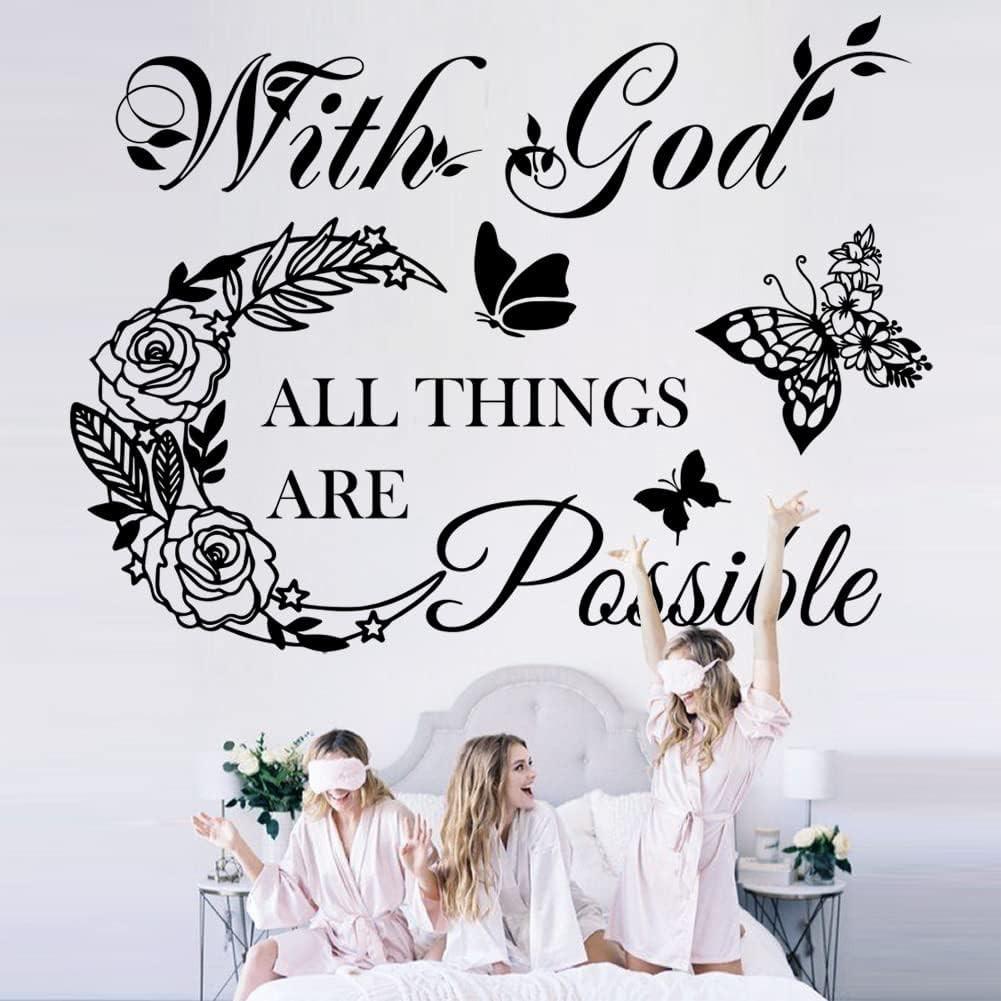 Inspirational God Things Are Possible Vinyl Wall Sticker Peel and Stick Quote Bi