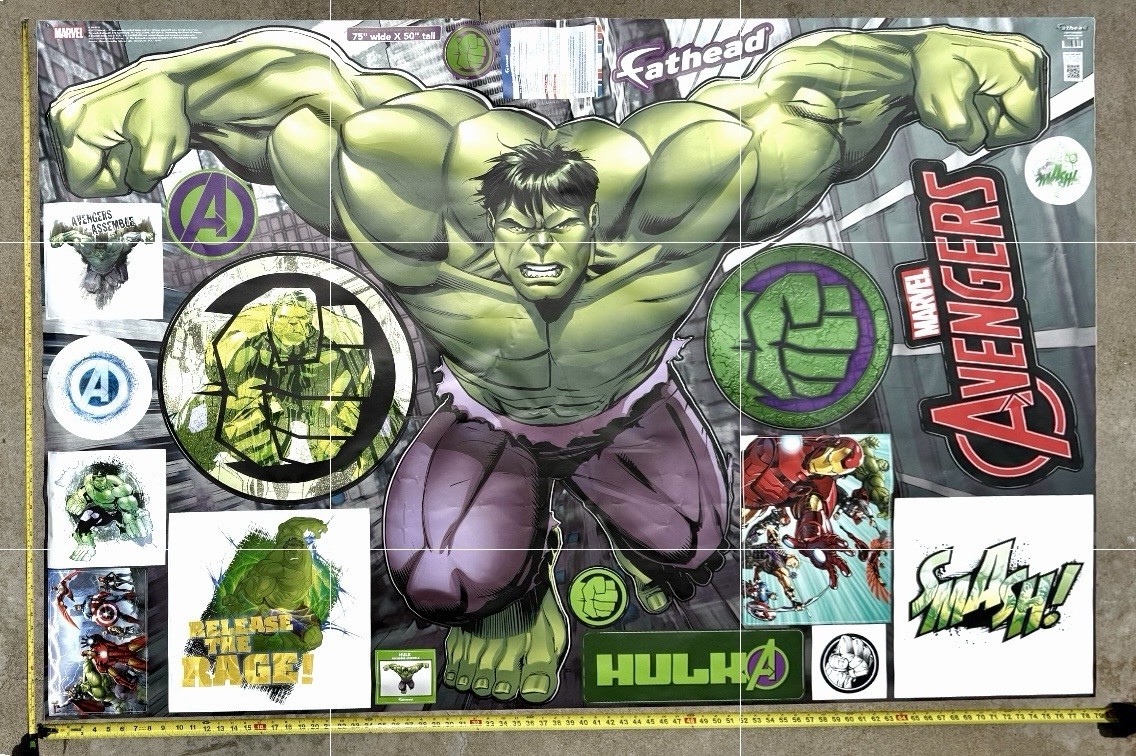 Marvel Avengers Hulk Fathead Giant Wall Decal 75” x 50” 2015 Complete Pre-Owned
