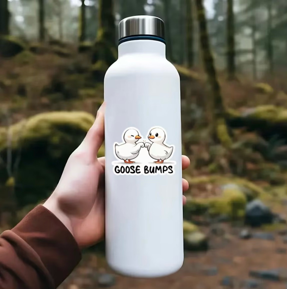 1 PC – Glossy Goose Bumps Funny Cute Fist Laptop Travel Luggage Cup Bottle Book